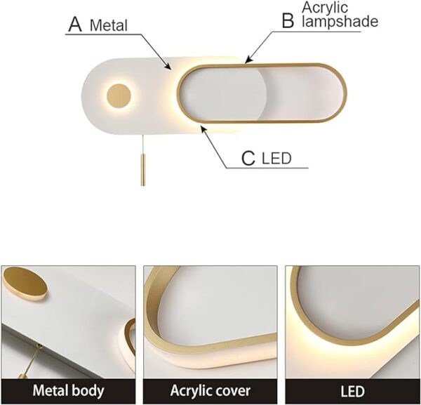 Modern LED Wall Lamp with Pulling Switch for Living Room