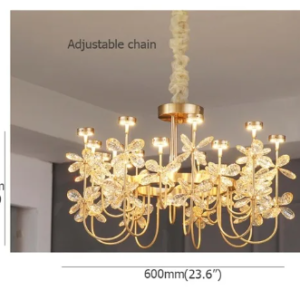 Modern Flower Crystal Chandelier Lighting Gold Luxury Pendant Lamp