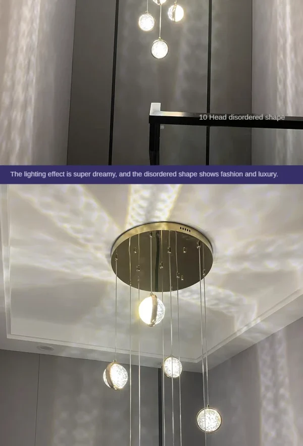 Modern crystal stair chandelier Light luxury