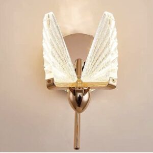 Luxury LED Butterfly Plug in Wall Light Clear Acrylic Wings Wall-Mount Lamp Gold