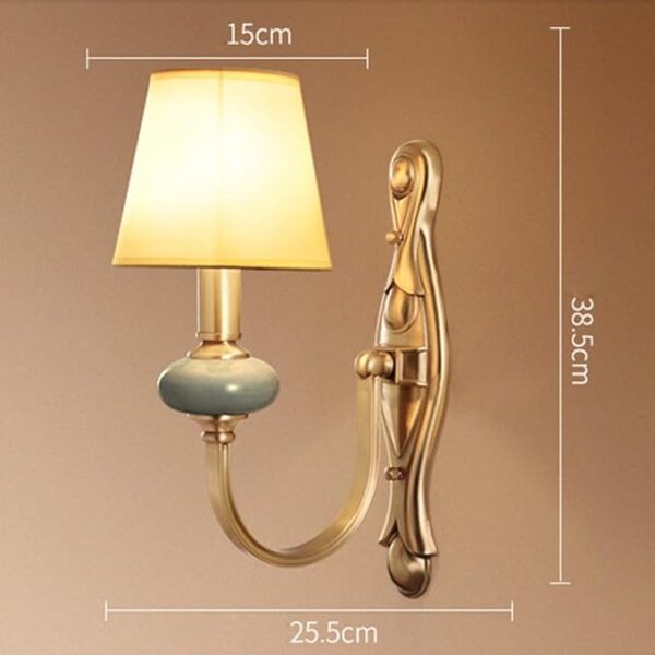 Copper American Style Living Room Lamp French Garden Bedroom Bedside Lamp Gear Lights Corridor Lamp European Restaurant Ceramic Wall Lamp